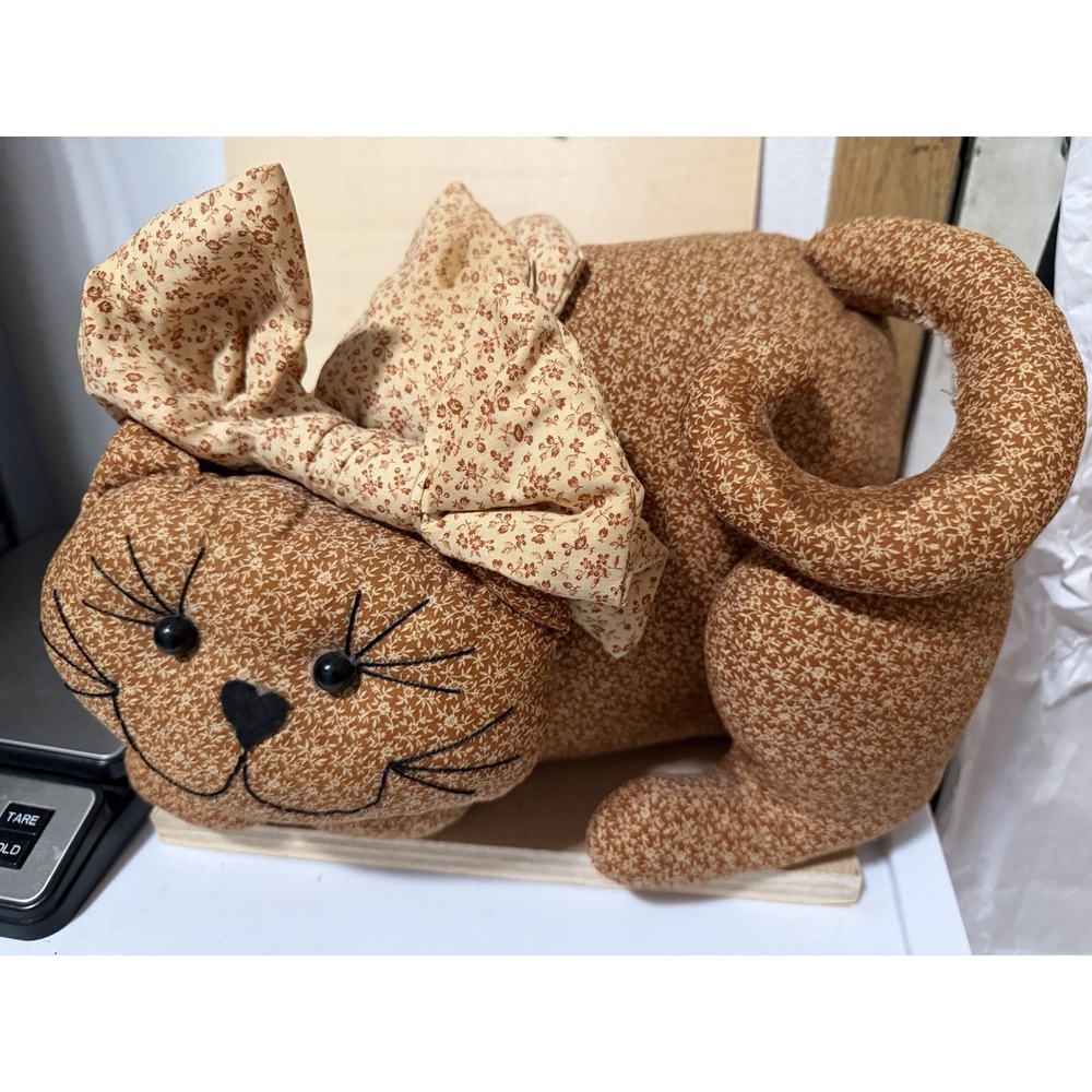 Hand Made Cat Plush Pillow Folk Art Decor Throw Pillow